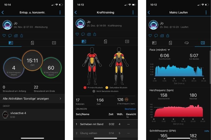 Weitere Daten und Messwerte in der Connect App. 